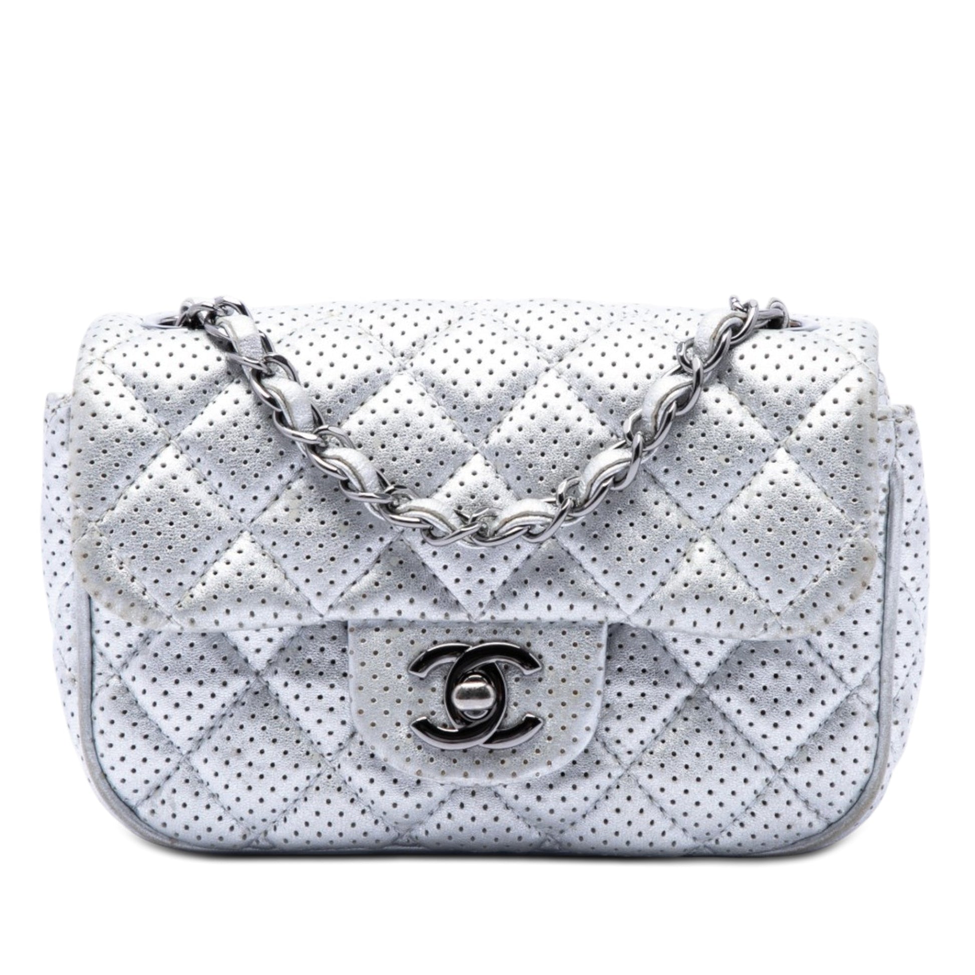 Chanel Mini Square Classic Perforated Lambskin Single Flap