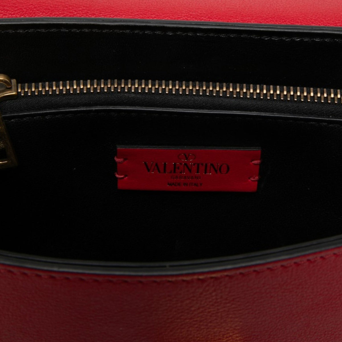 Valentino Medium Grained Calfskin VRing Top Handle Bag — Red
