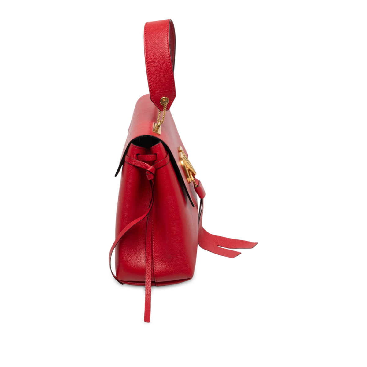 Valentino Medium Grained Calfskin VRing Top Handle Bag — Red