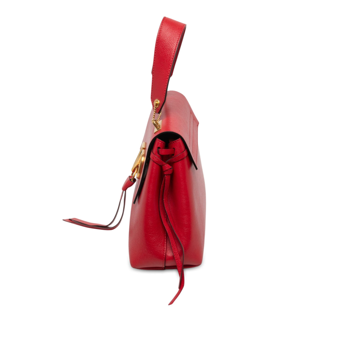 Valentino Medium Grained Calfskin VRing Top Handle Bag — Red
