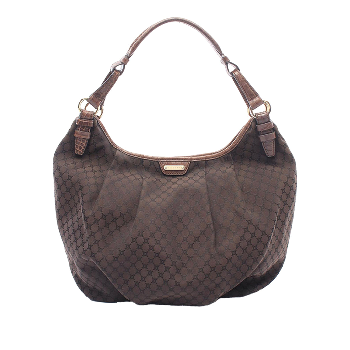 Celine Macadam Canvas Shoulder Bag — Brown
