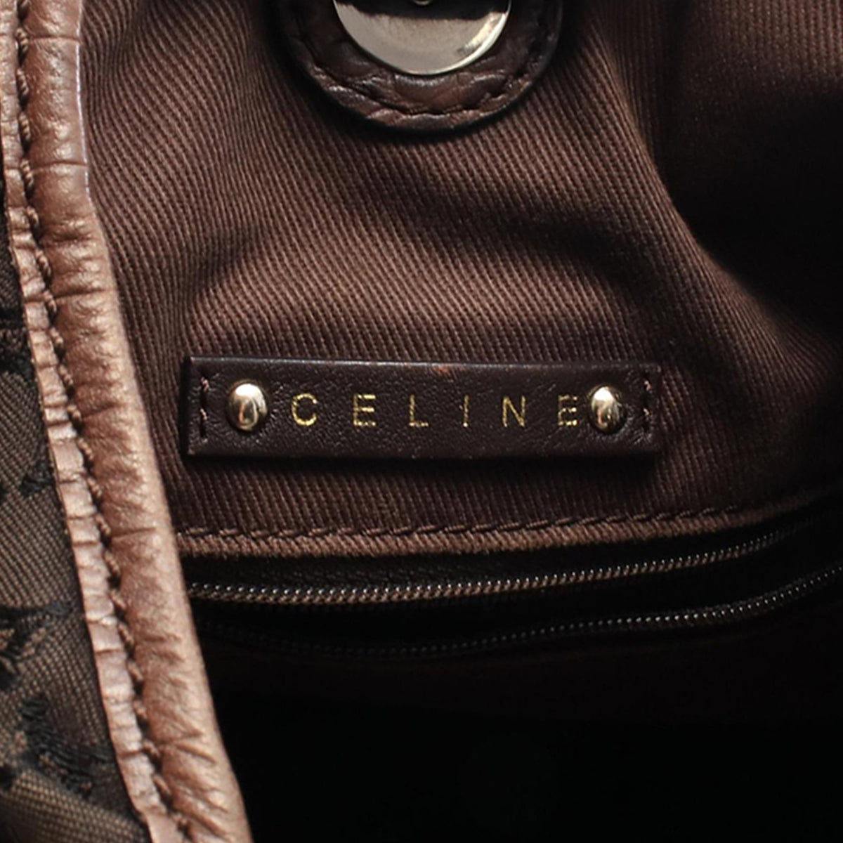 Celine Macadam Canvas Shoulder Bag — Brown