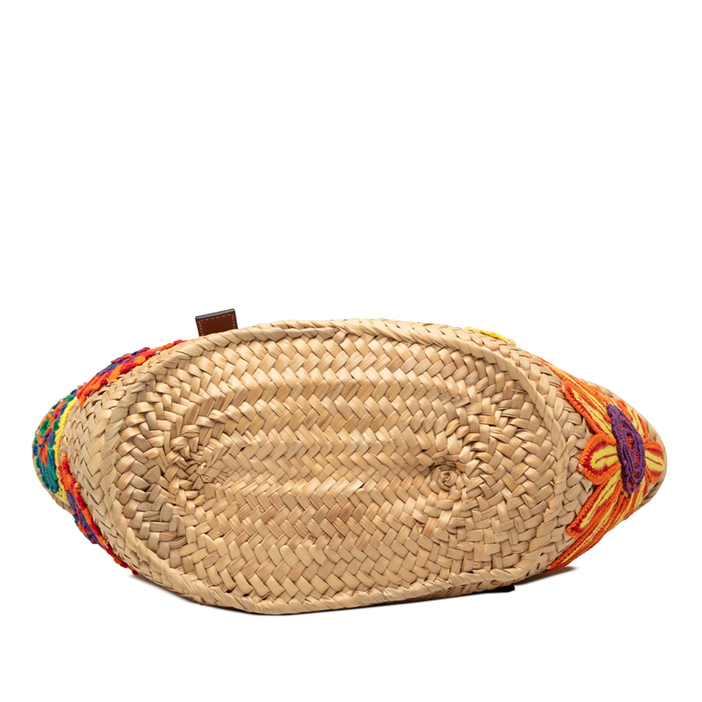 LOEWE Medium Floral Embroidered Raffia Basket Tote