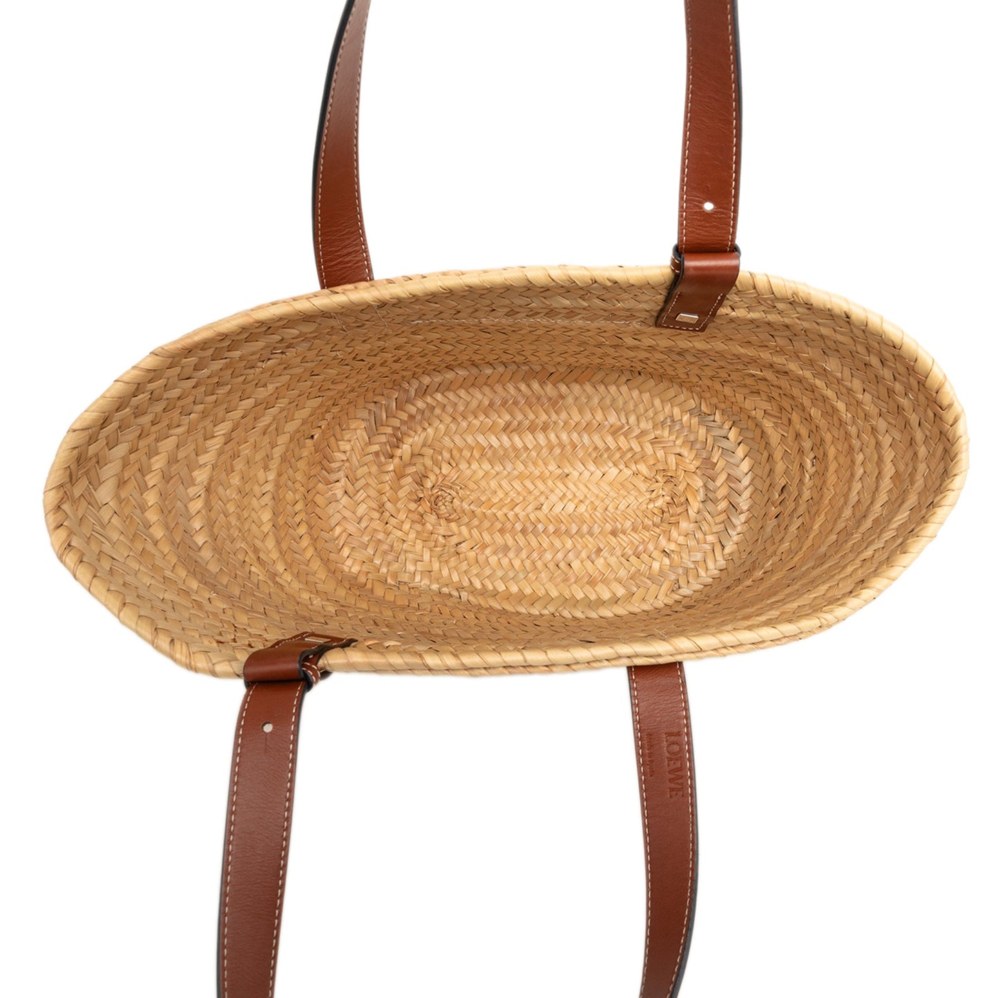 LOEWE Medium Floral Embroidered Raffia Basket Tote