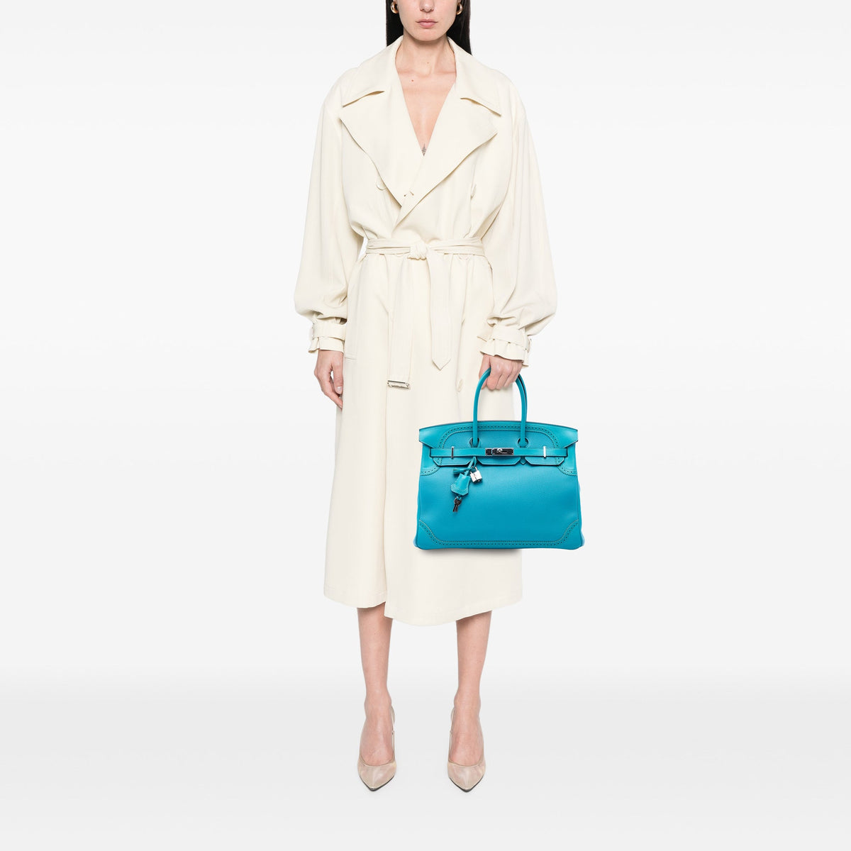 Hermès Togo and Swift Ghillies Birkin Retourne 35 — Blue