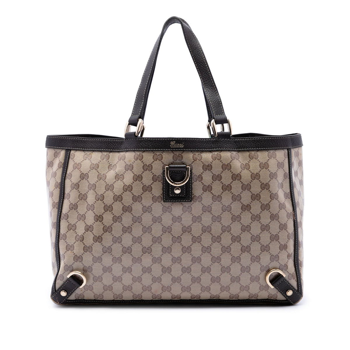Gucci GG Crystal Abbey D Ring Tote — Beige