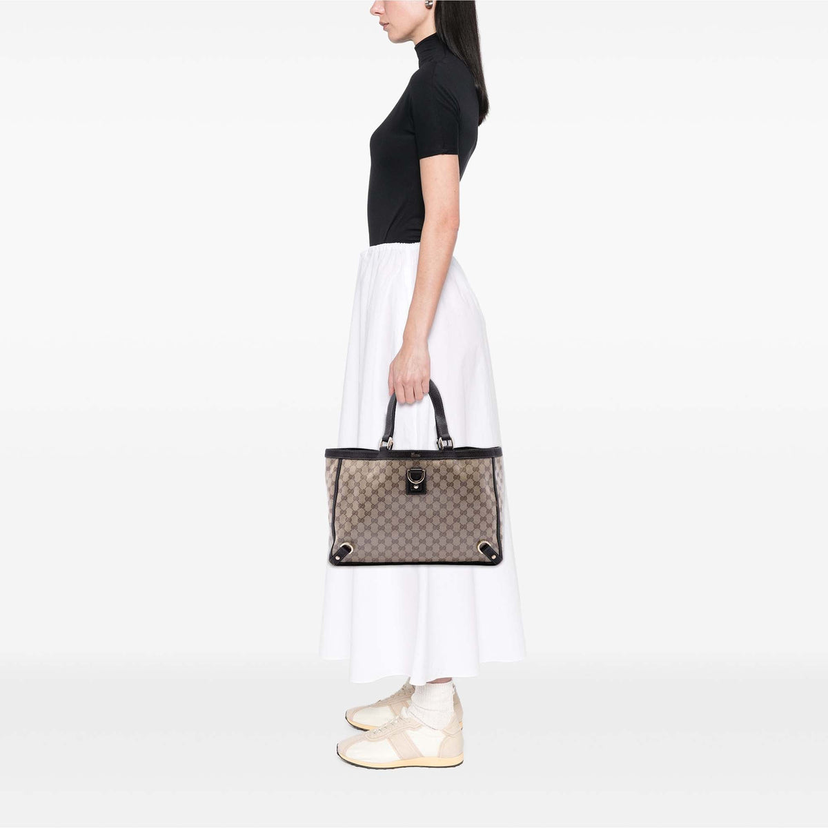 Gucci GG Crystal Abbey D Ring Tote — Beige