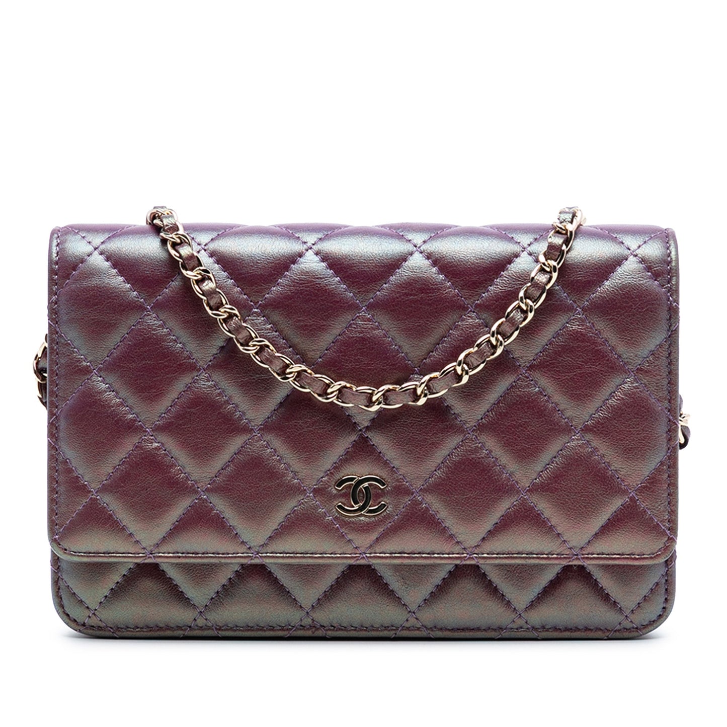 Chanel CC Quilted Iridescent Lambskin Wallet on Chain