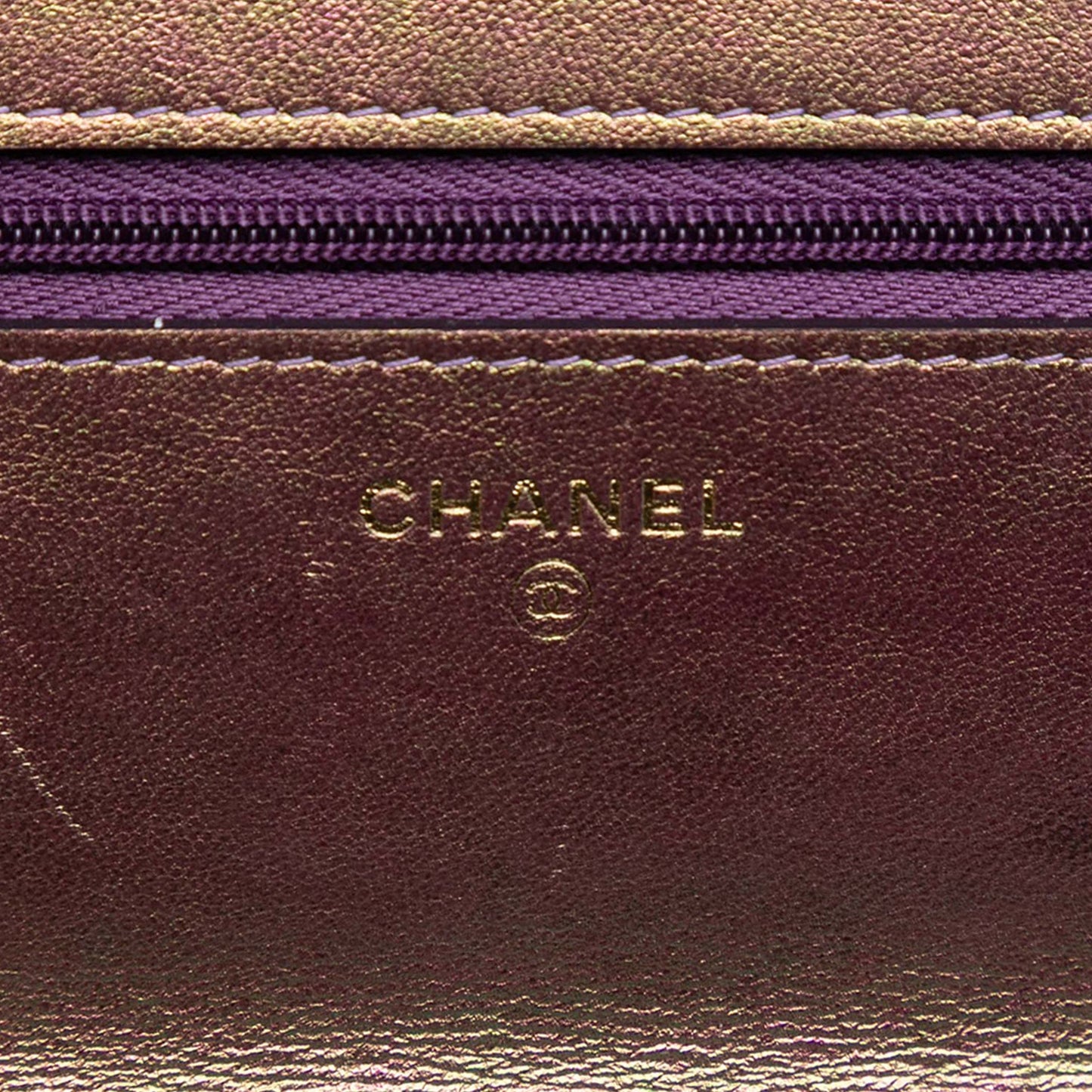 Chanel CC Quilted Iridescent Lambskin Wallet on Chain