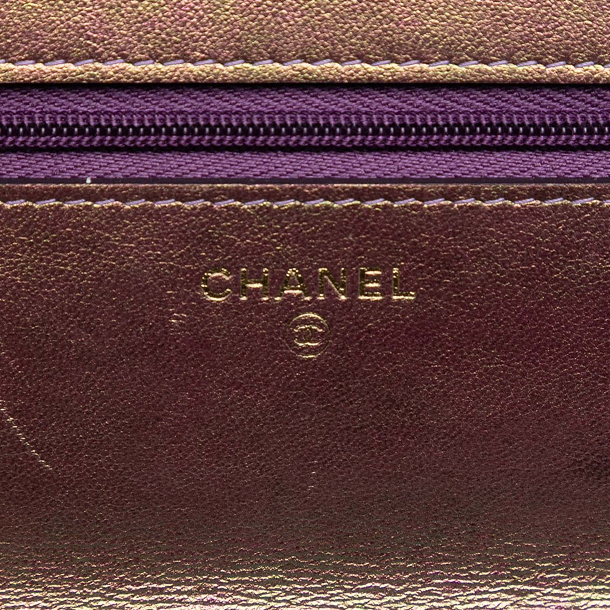 Chanel CC Quilted Iridescent Lambskin Wallet on Chain