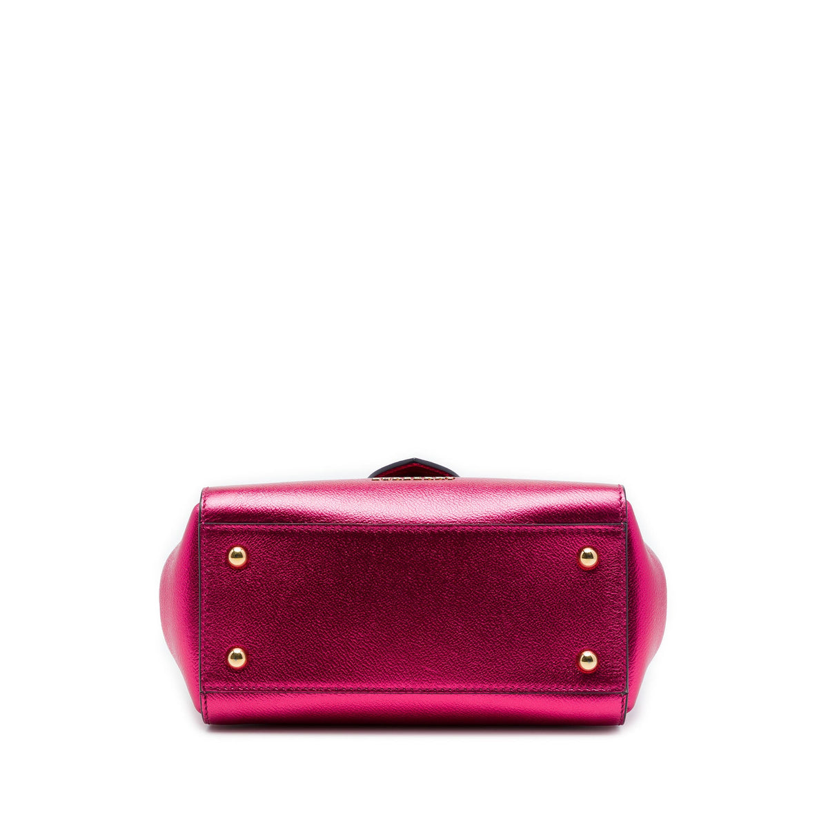Burberry Small Metallic Leather Buckle Tote — Pink