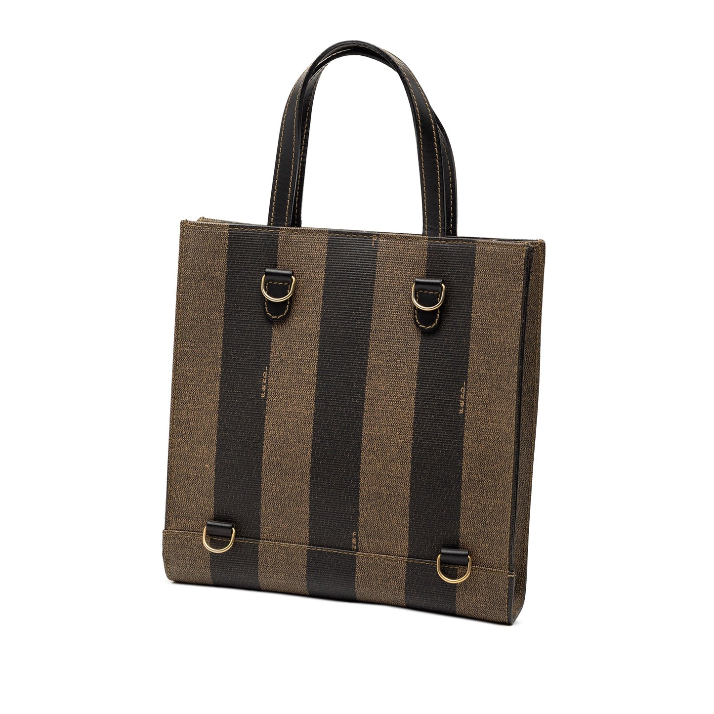 Fendi Pequin Coated Canvas Logo Convertible Tote