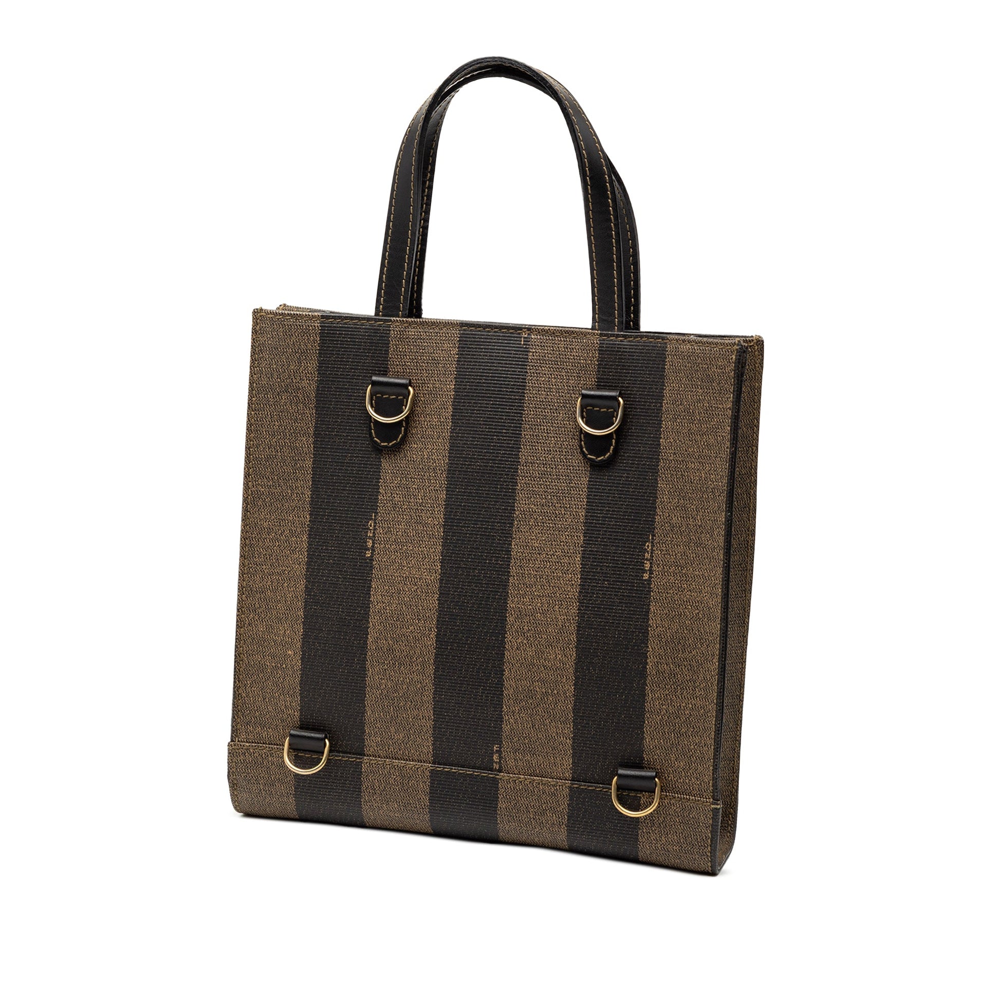 Fendi Pequin Coated Canvas Logo Convertible Tote