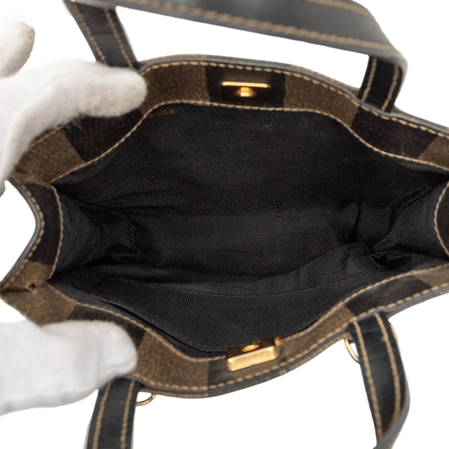 Fendi Pequin Coated Canvas Logo Convertible Tote