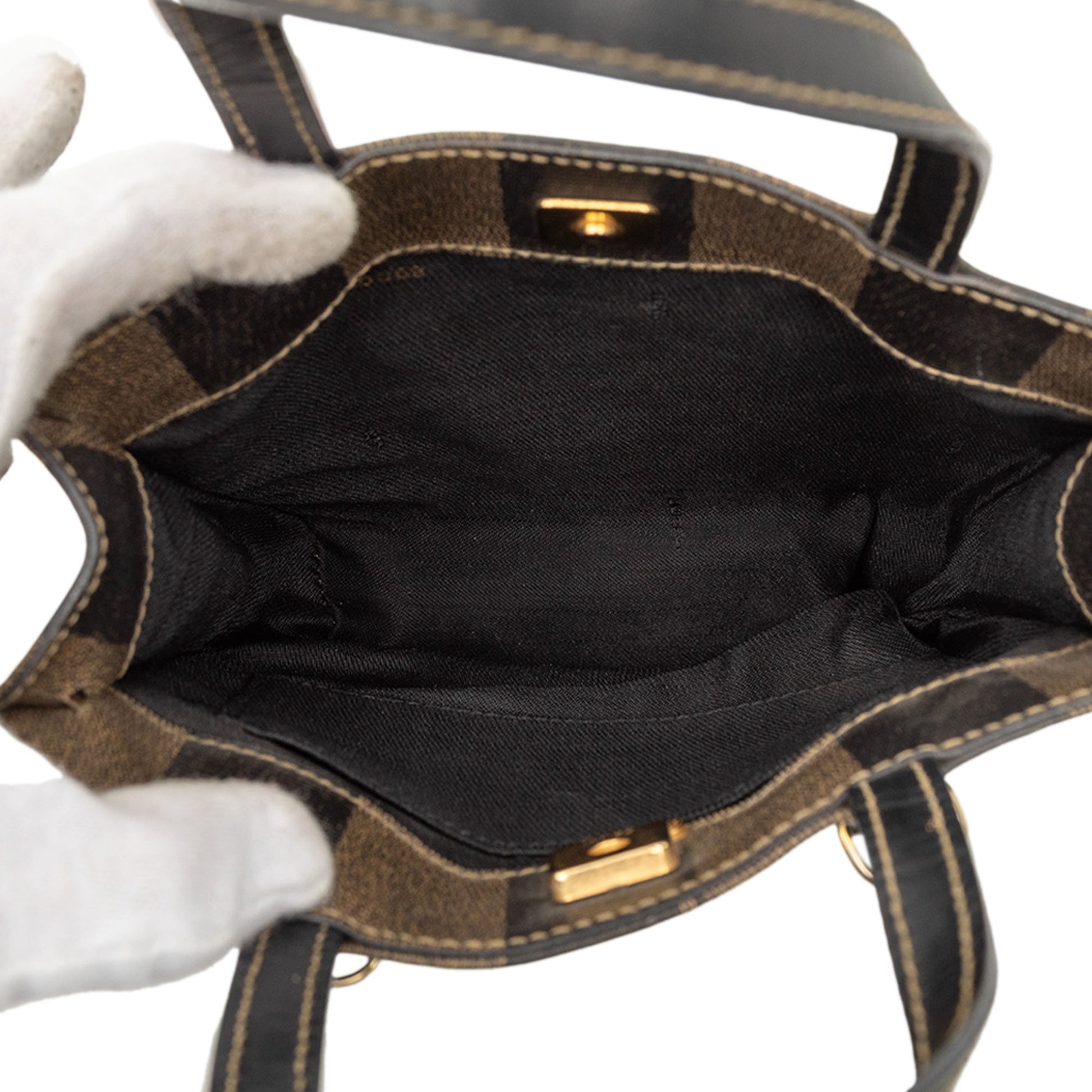 Fendi Pequin Coated Canvas Logo Convertible Tote