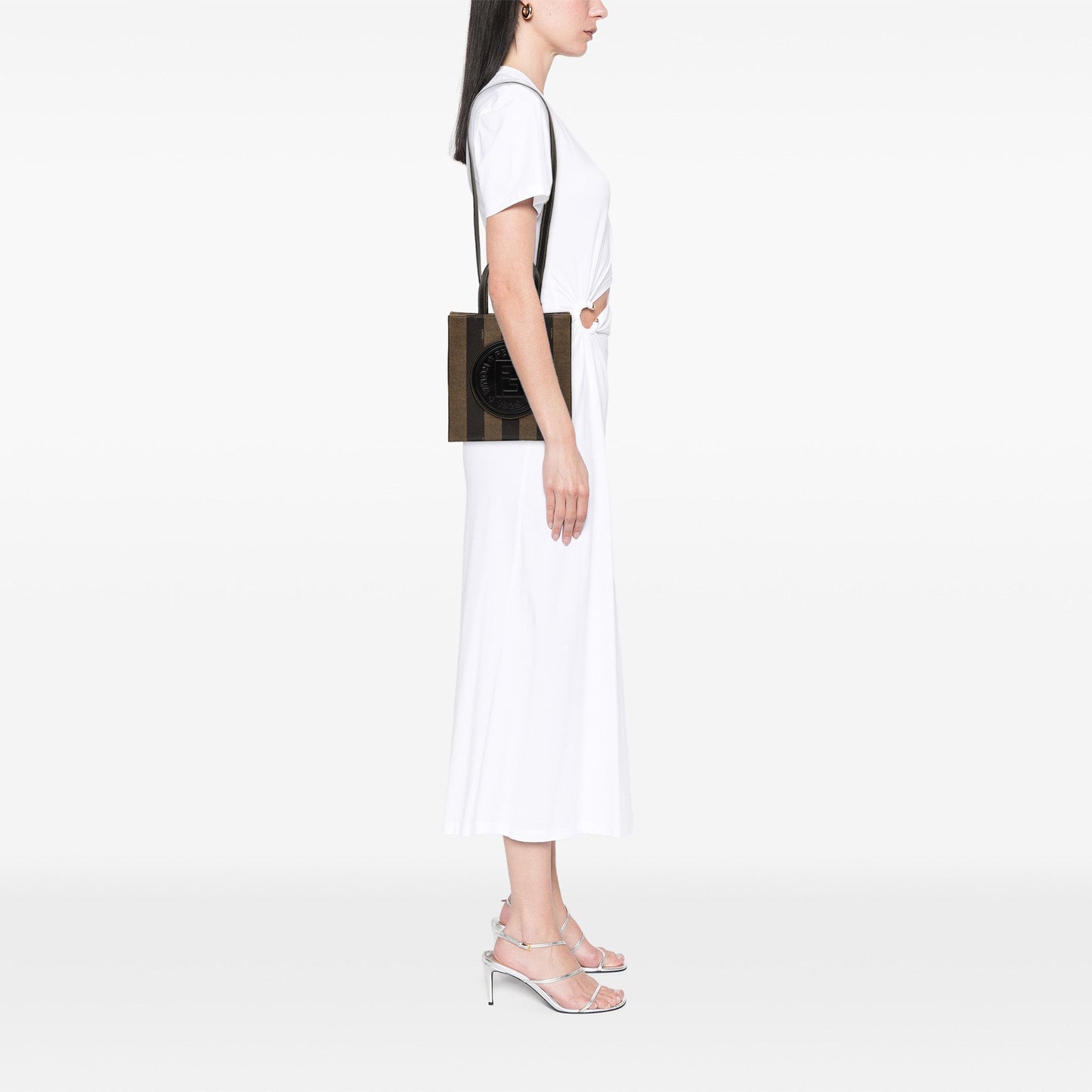 Fendi Pequin Coated Canvas Logo Convertible Tote