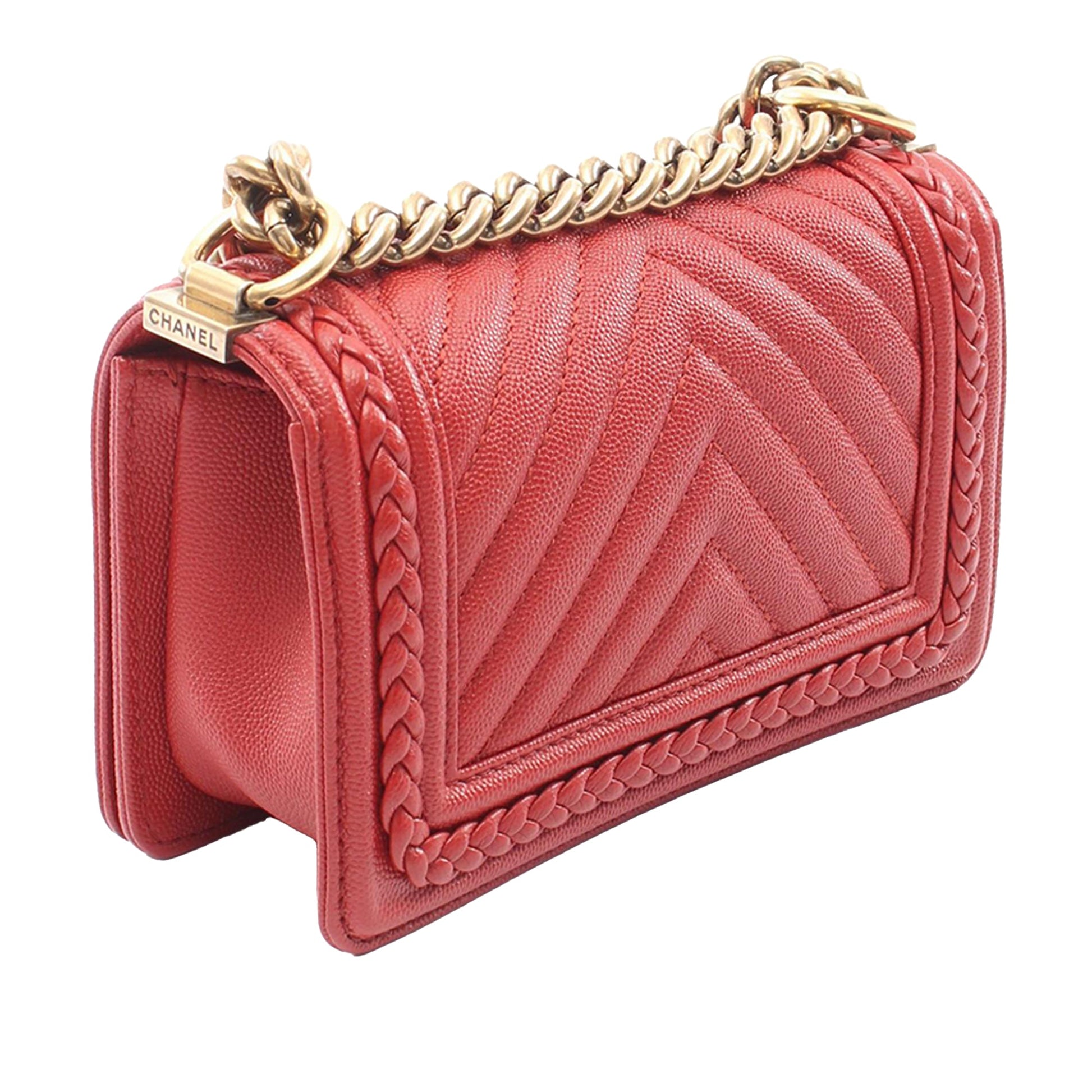 Chanel Small Chevron Caviar Braided Boy Flap