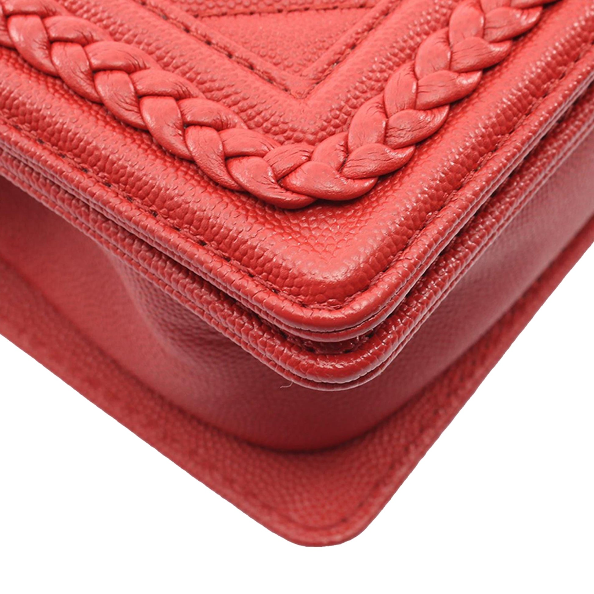 Chanel Small Chevron Caviar Braided Boy Flap