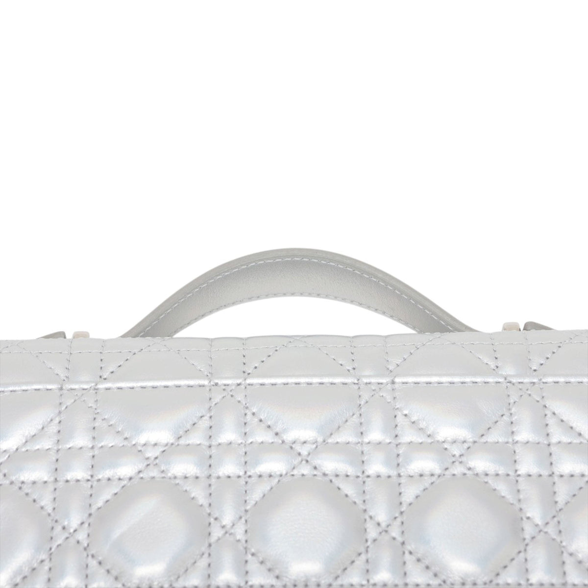 Dior Mini Iridescent Metallic Lambskin Cannage My Dior Bag — Silver