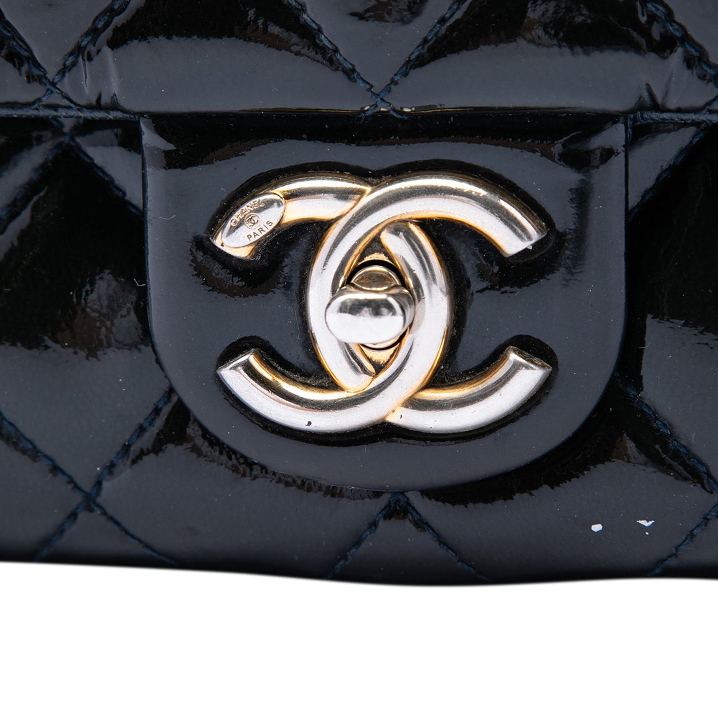 Chanel Paris Salzburg Medium Patent and Goatskin CC Eyelet Flap