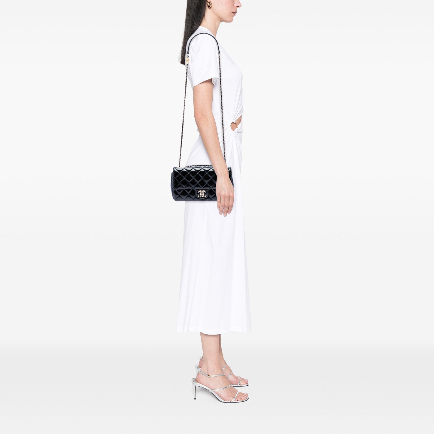 Chanel Paris Salzburg Medium Patent and Goatskin CC Eyelet Flap