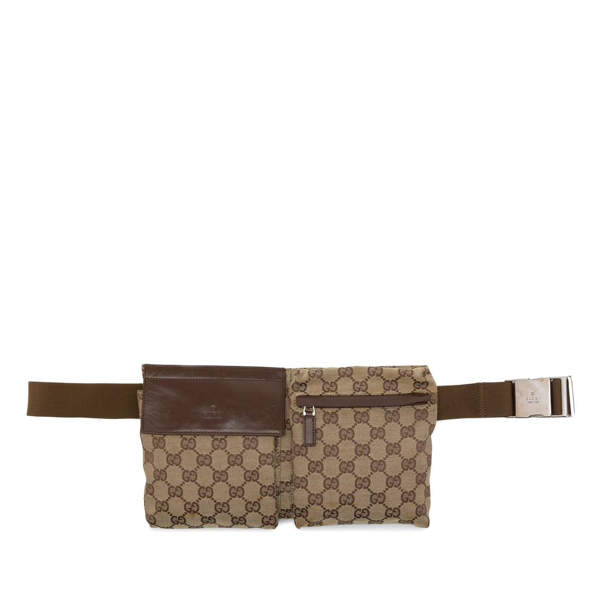 Gucci GG Canvas Double Pocket Belt Bag