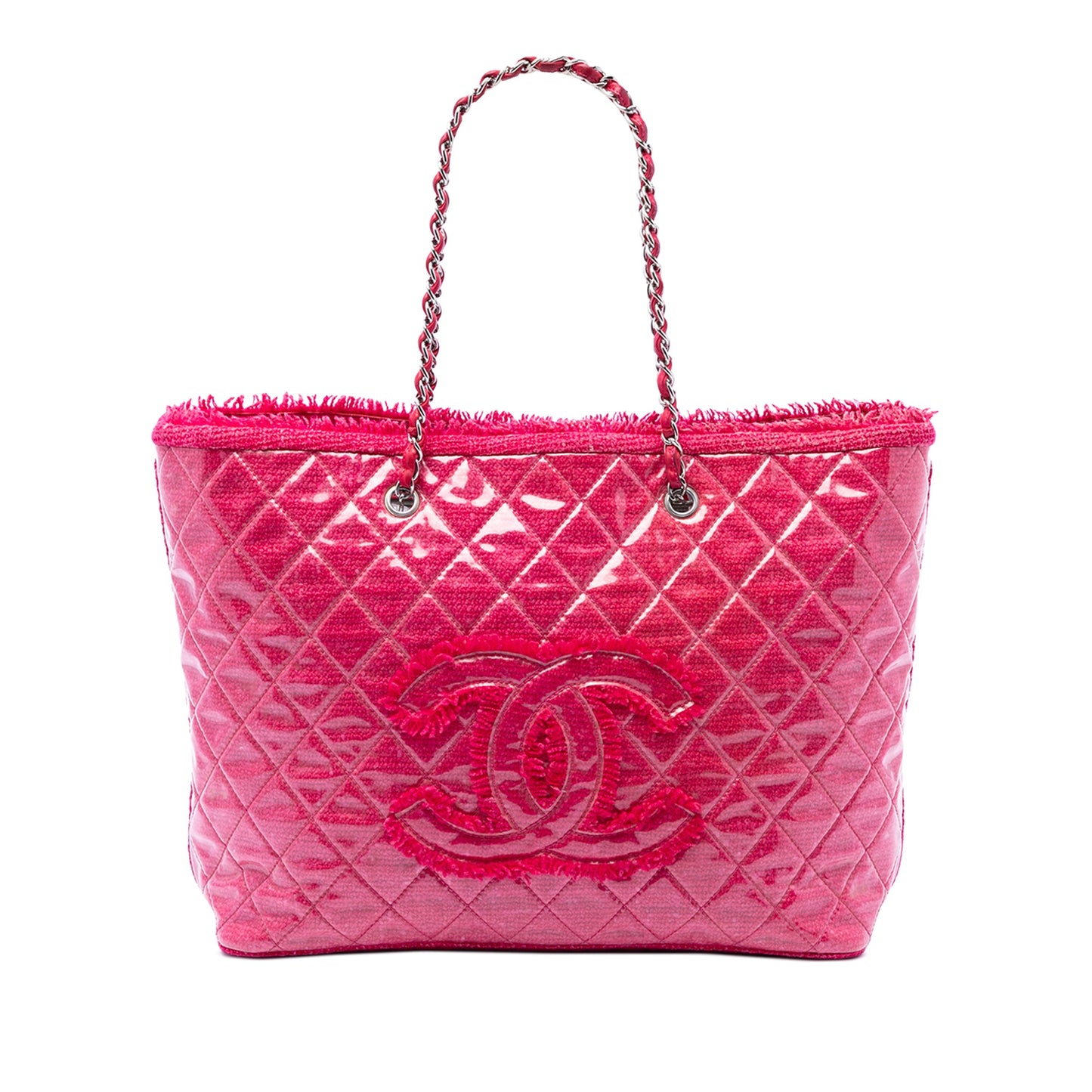 Chanel Large Quilted Tweed and PVC Funny Tote