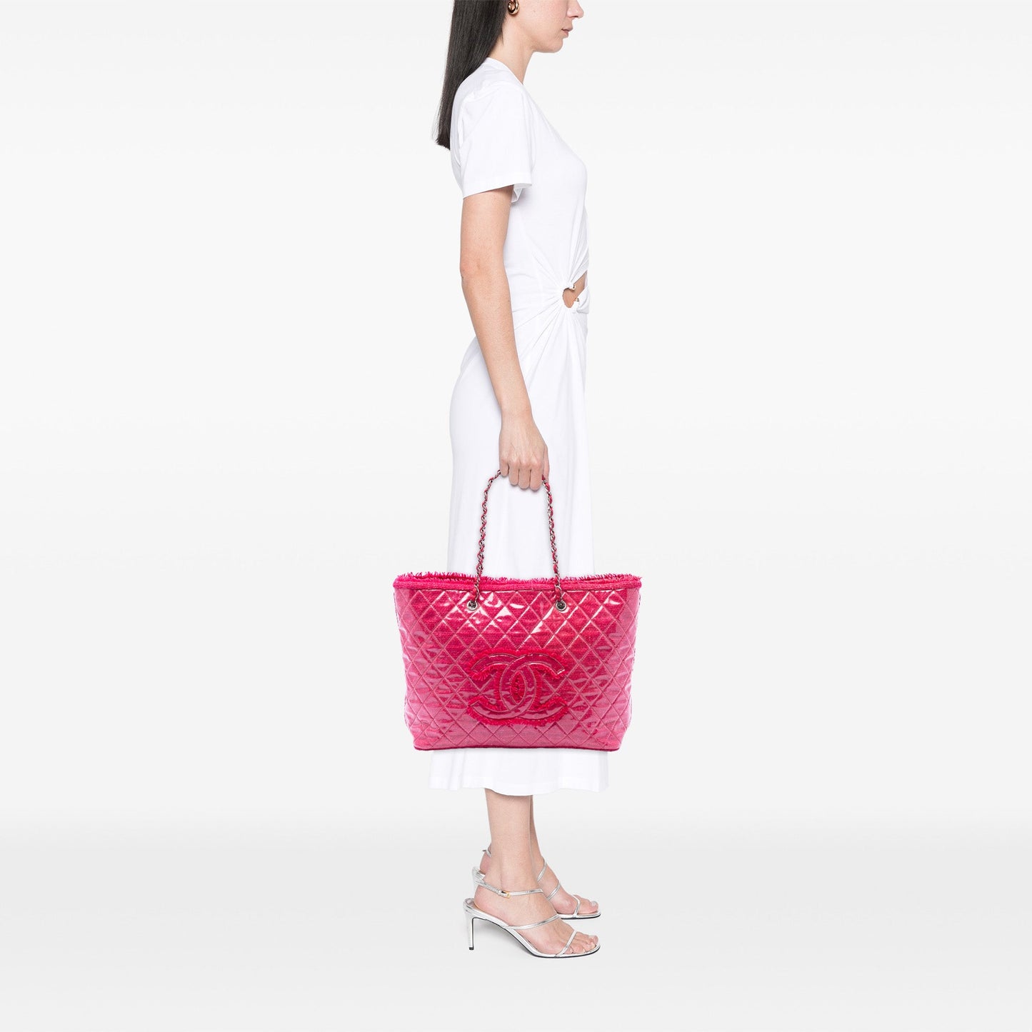 Chanel Large Quilted Tweed and PVC Funny Tote