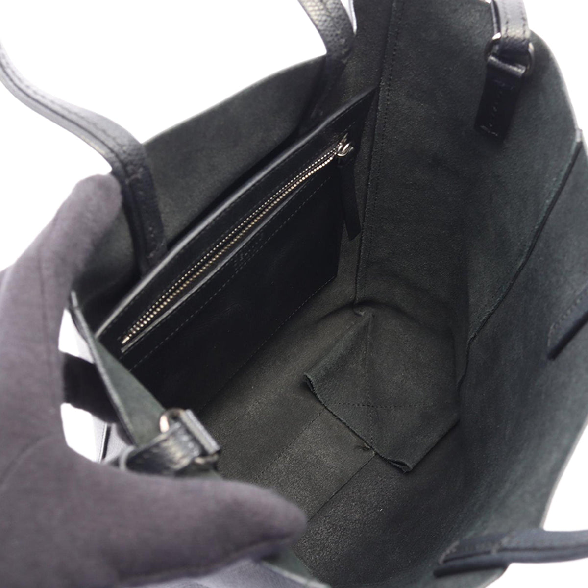 Celine Small Grained Calfskin Vertical Cabas Satchel — Black