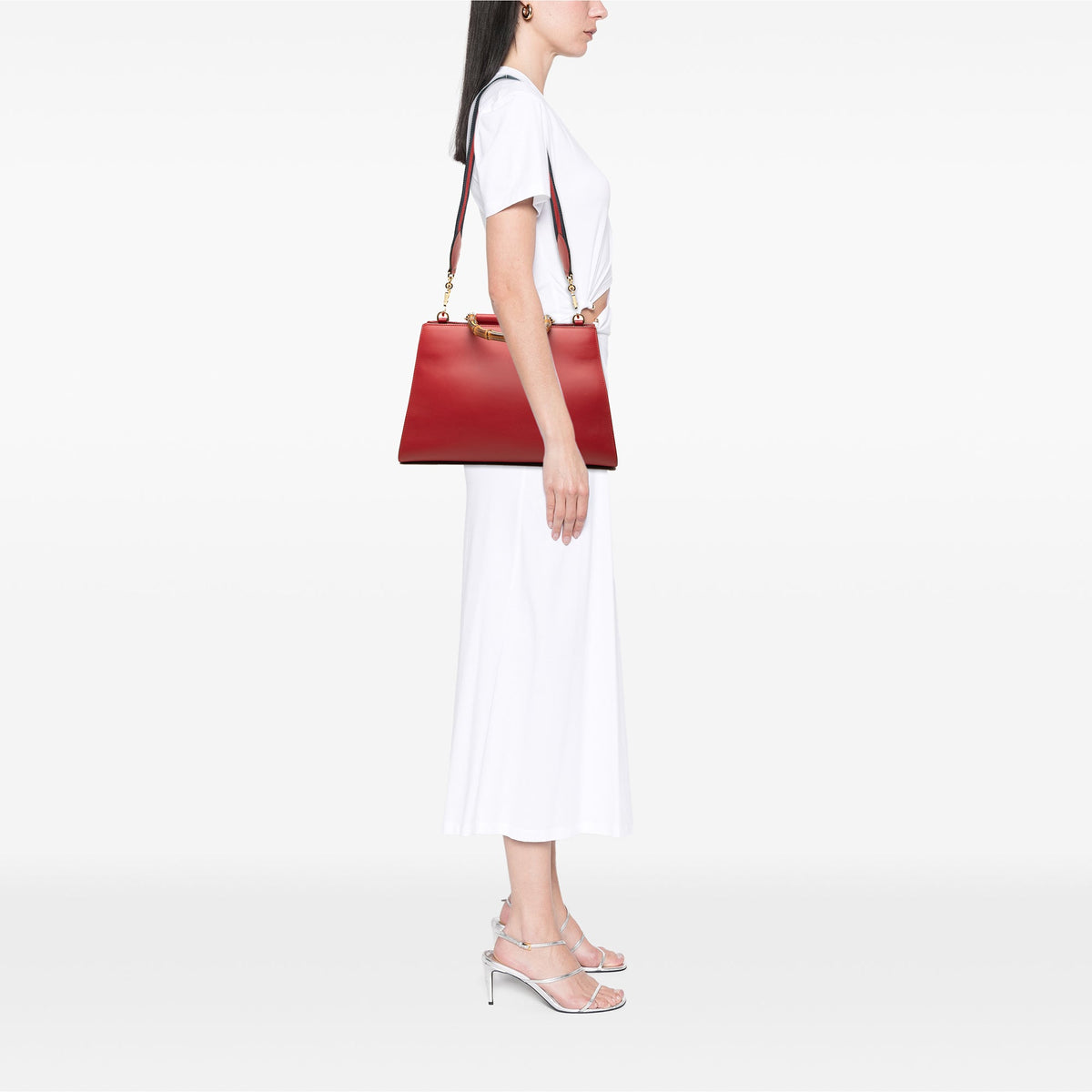 Gucci Medium Calfskin Bamboo Nymphaea Satchel
