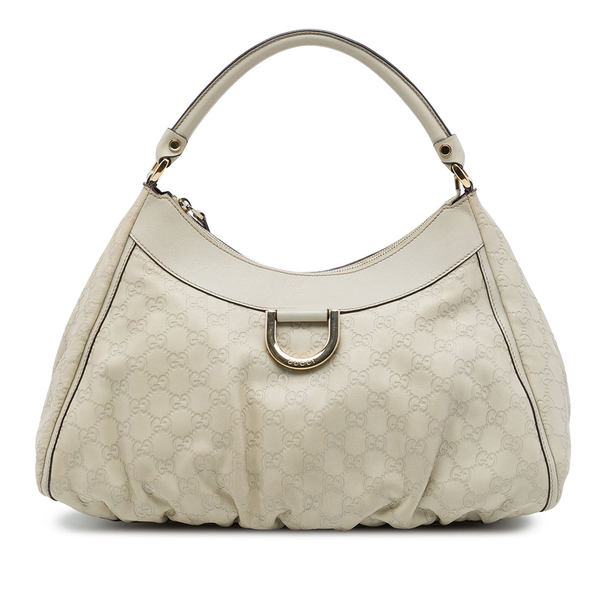 Gucci Guccissima Abbey D Ring Shoulder Bag — White