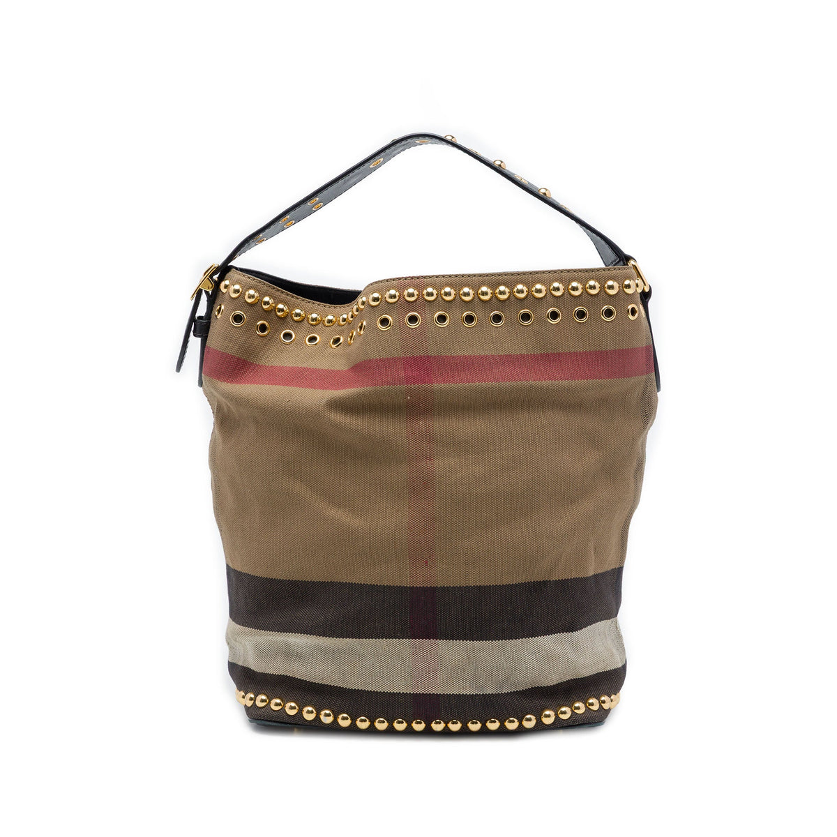 Burberry Medium Mega Check Studded Canvas Ashby Bucket Bag