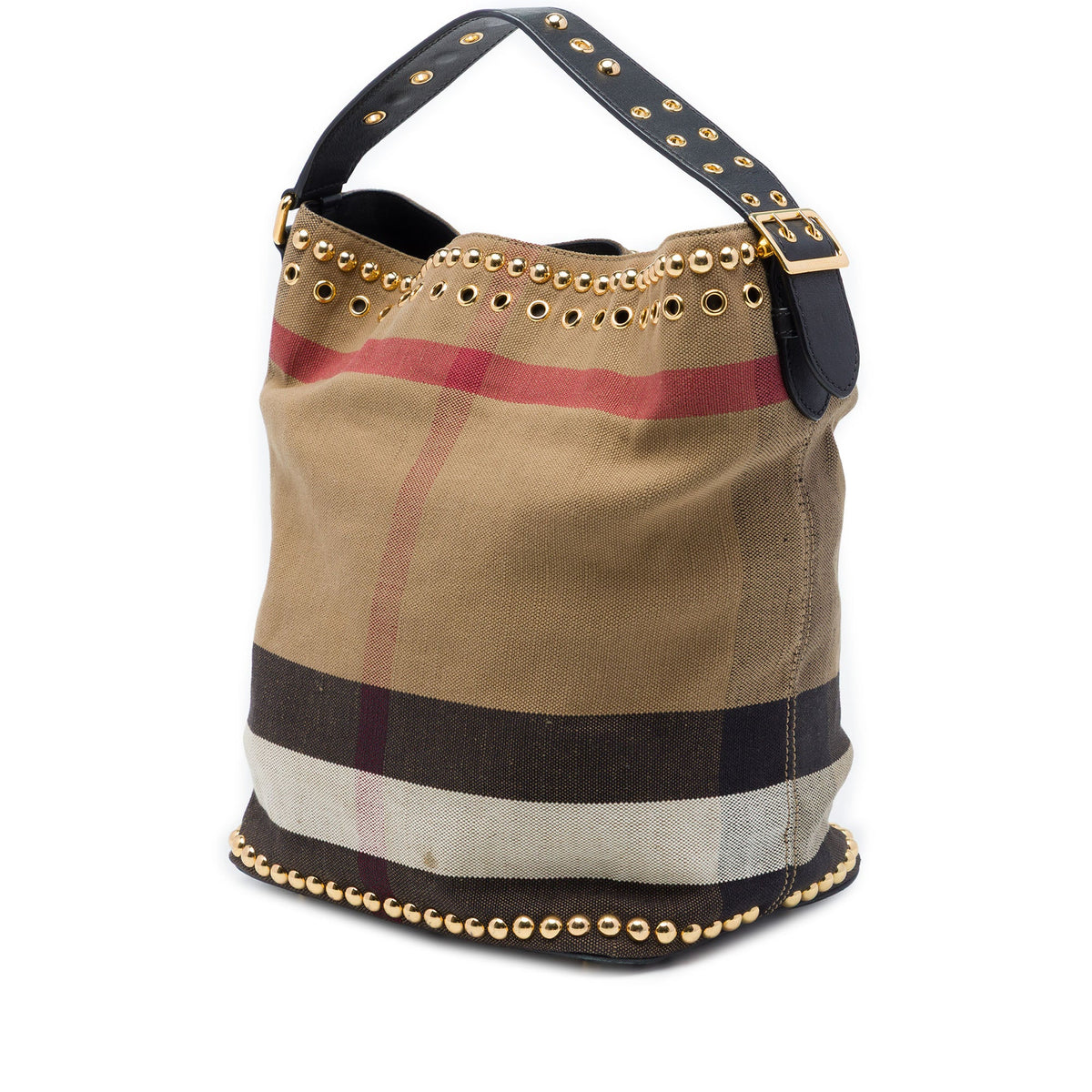 Burberry Medium Mega Check Studded Canvas Ashby Bucket Bag