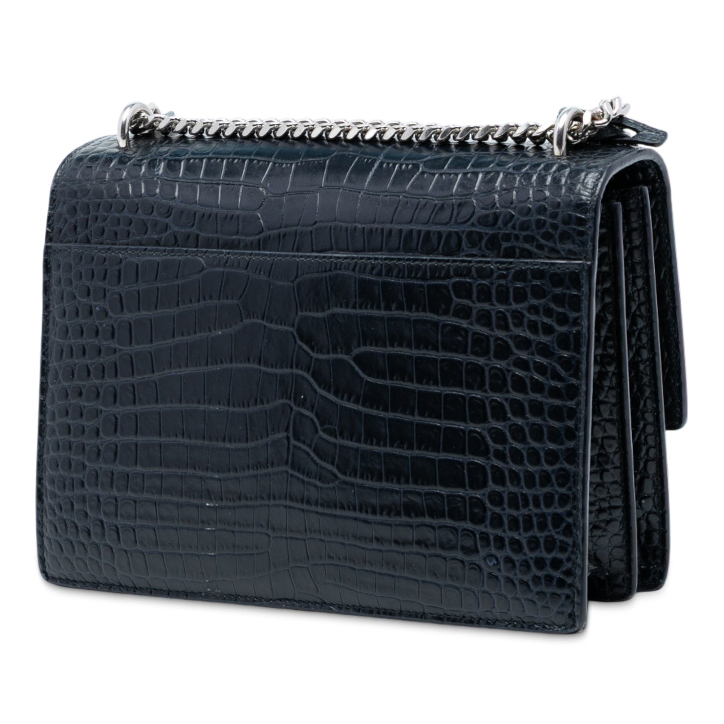 Saint Laurent Medium Croc Embossed Leather Monogram Sunset Crossbody