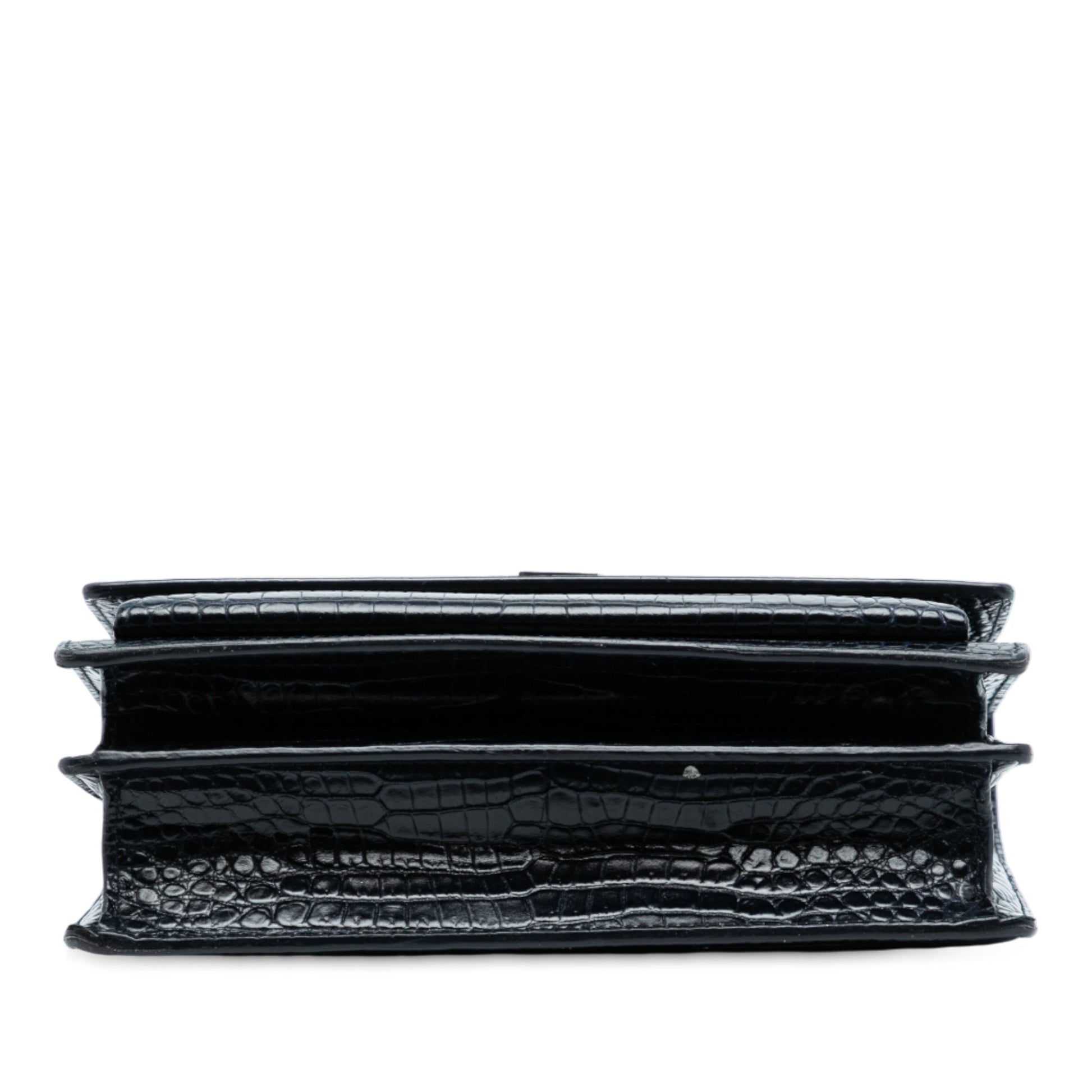 Saint Laurent Medium Croc Embossed Leather Monogram Sunset Crossbody