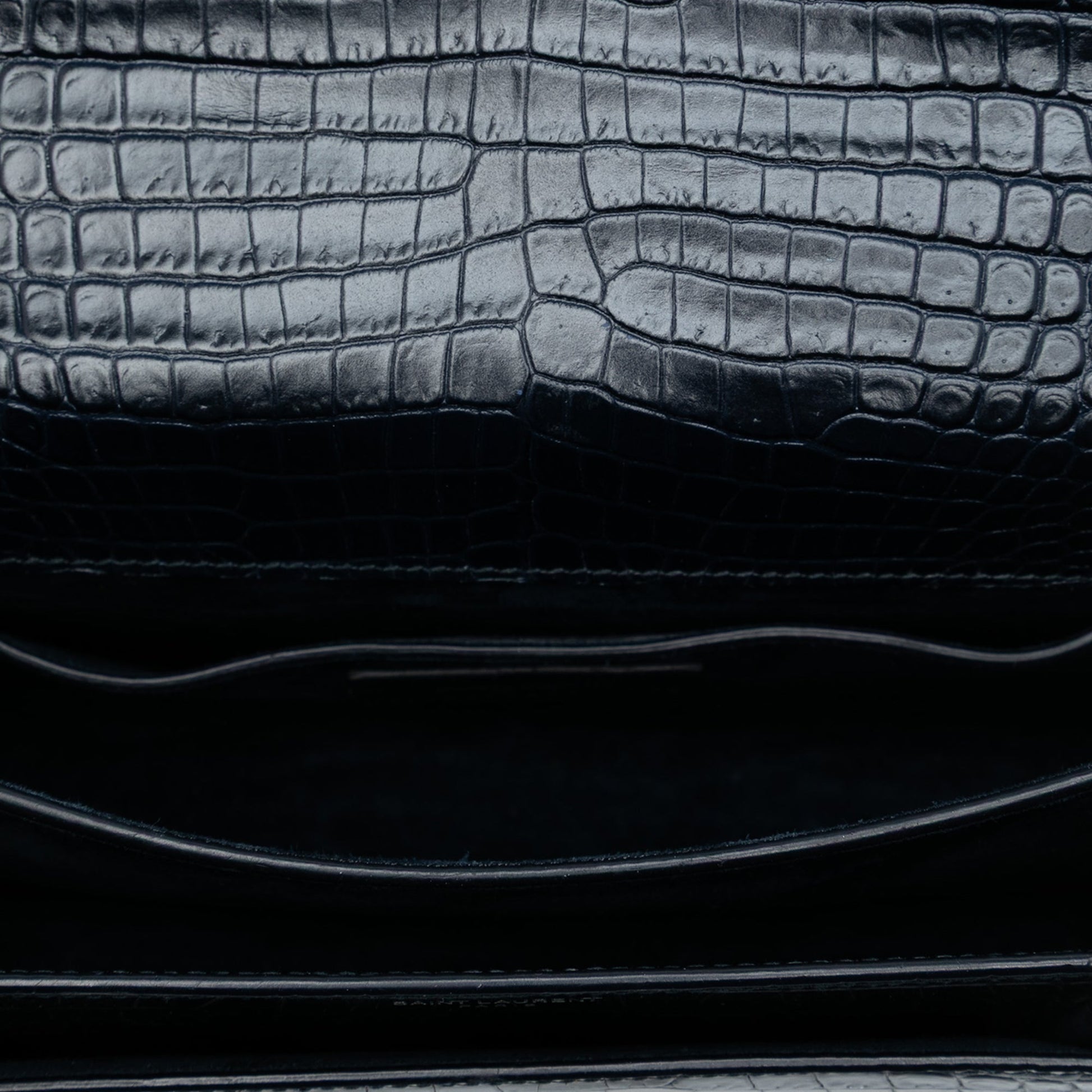 Saint Laurent Medium Croc Embossed Leather Monogram Sunset Crossbody