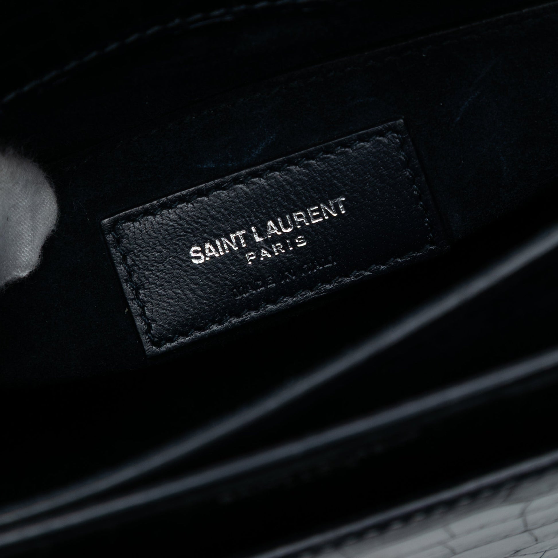 Saint Laurent Medium Croc Embossed Leather Monogram Sunset Crossbody