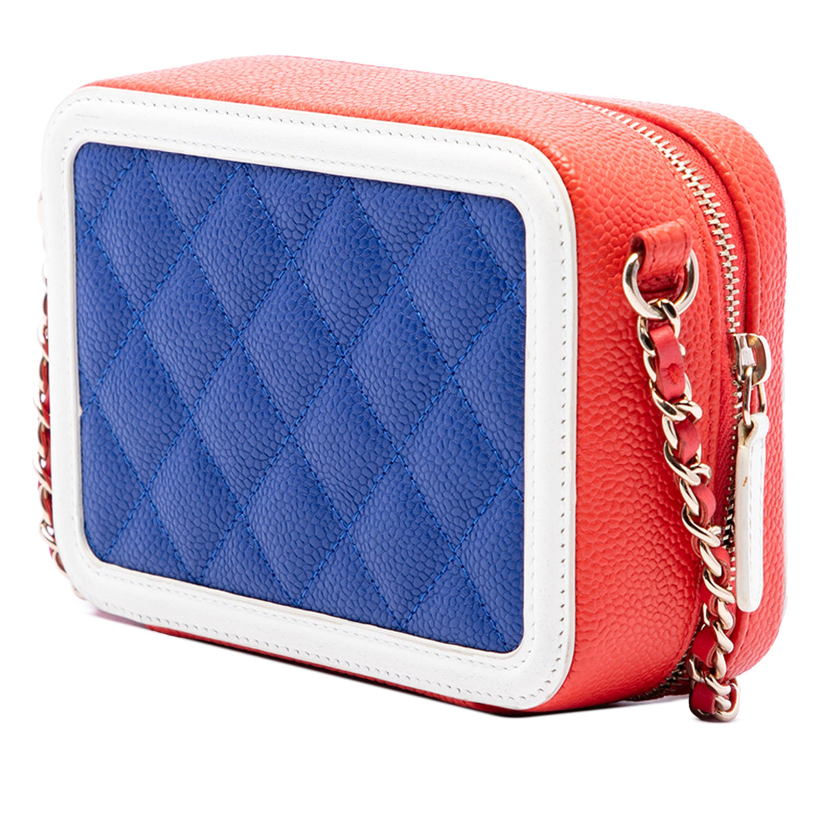 Chanel Mini Tricolor Caviar CC Filigree Vanity Case — Blue