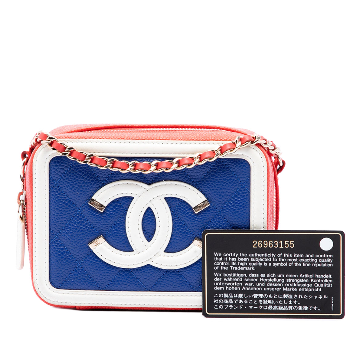 Chanel Mini Tricolor Caviar CC Filigree Vanity Case — Blue