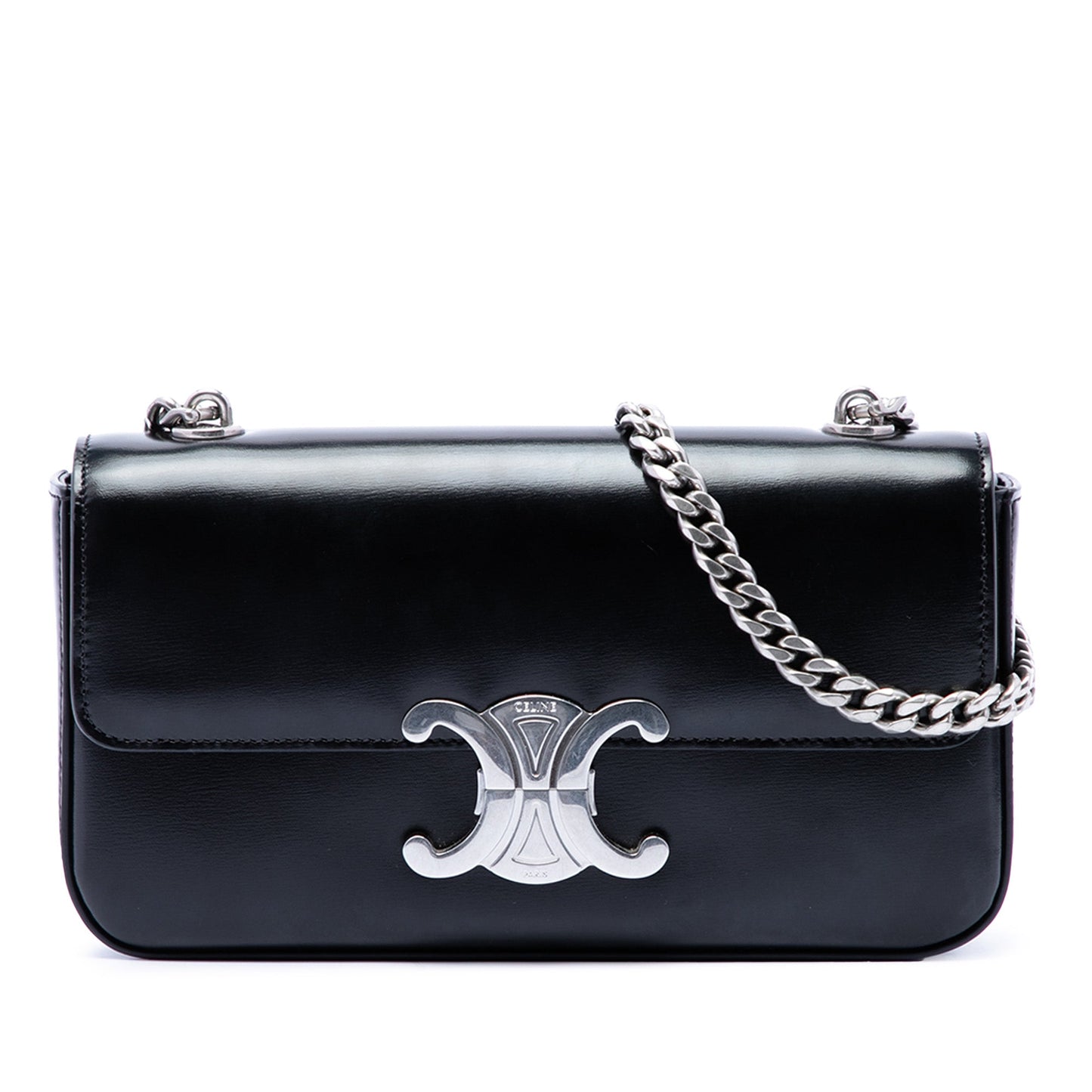 Celine Shiny Calfskin Triomphe Claude Shoulder Bag