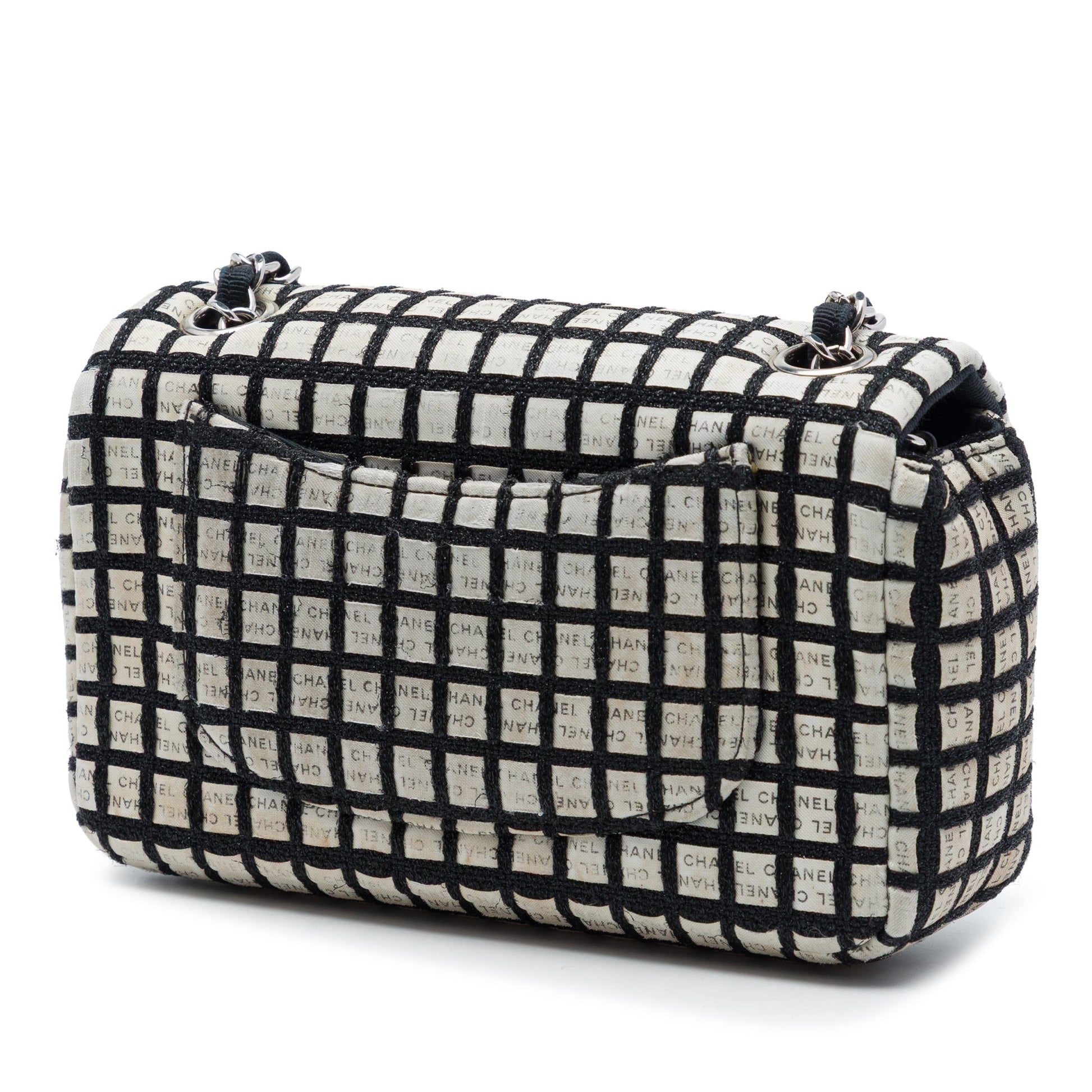 Chanel Mini Rectangular Tweed  and Ribbon Logo Single Flap