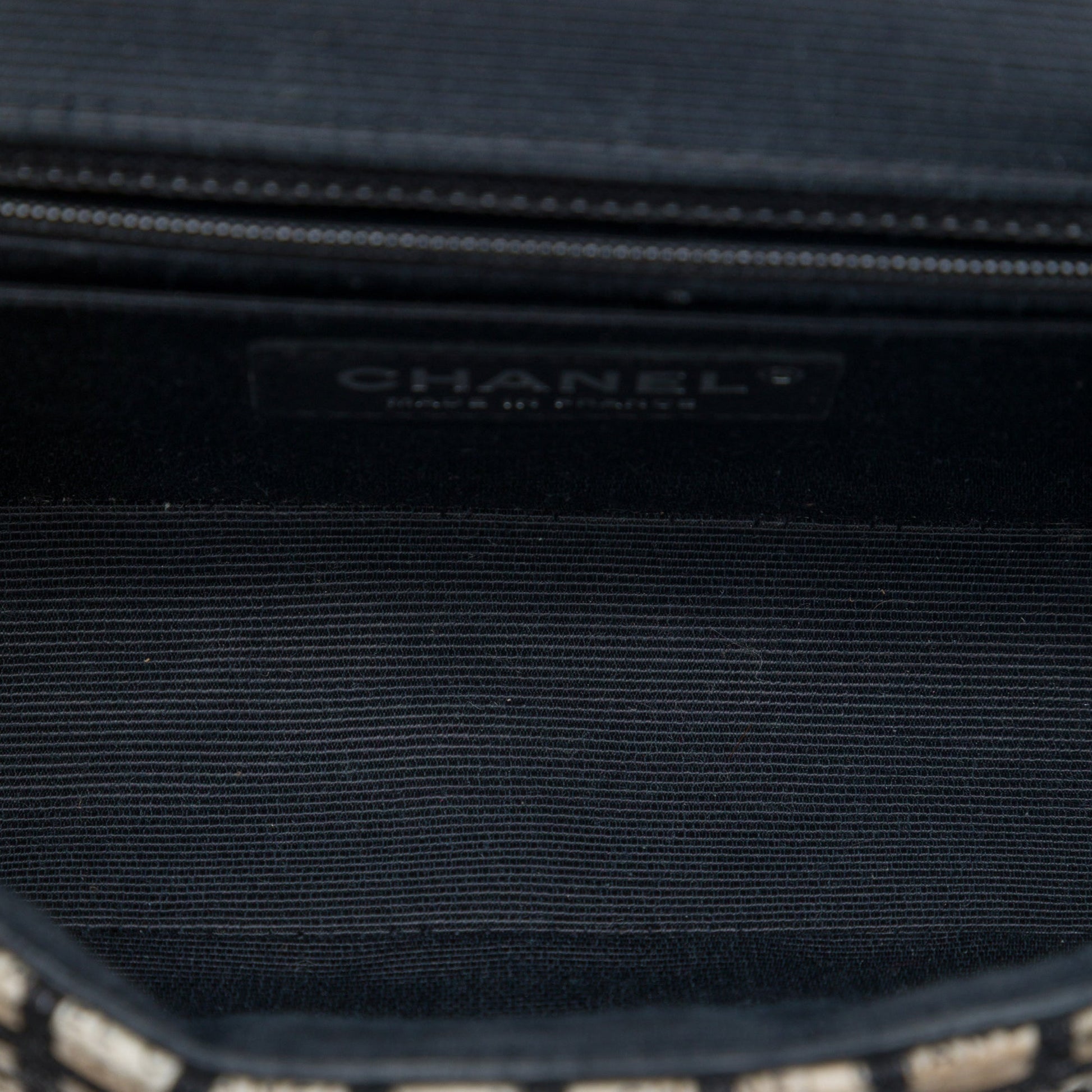 Chanel Mini Rectangular Tweed  and Ribbon Logo Single Flap