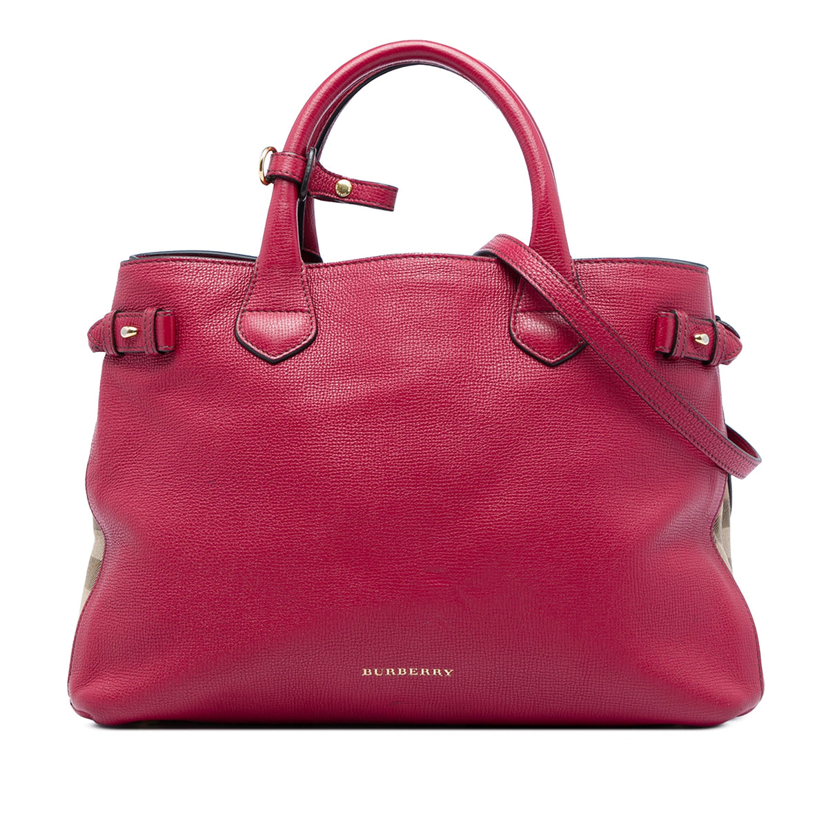Burberry Medium Leather and House Check Canvas Banner Satchel