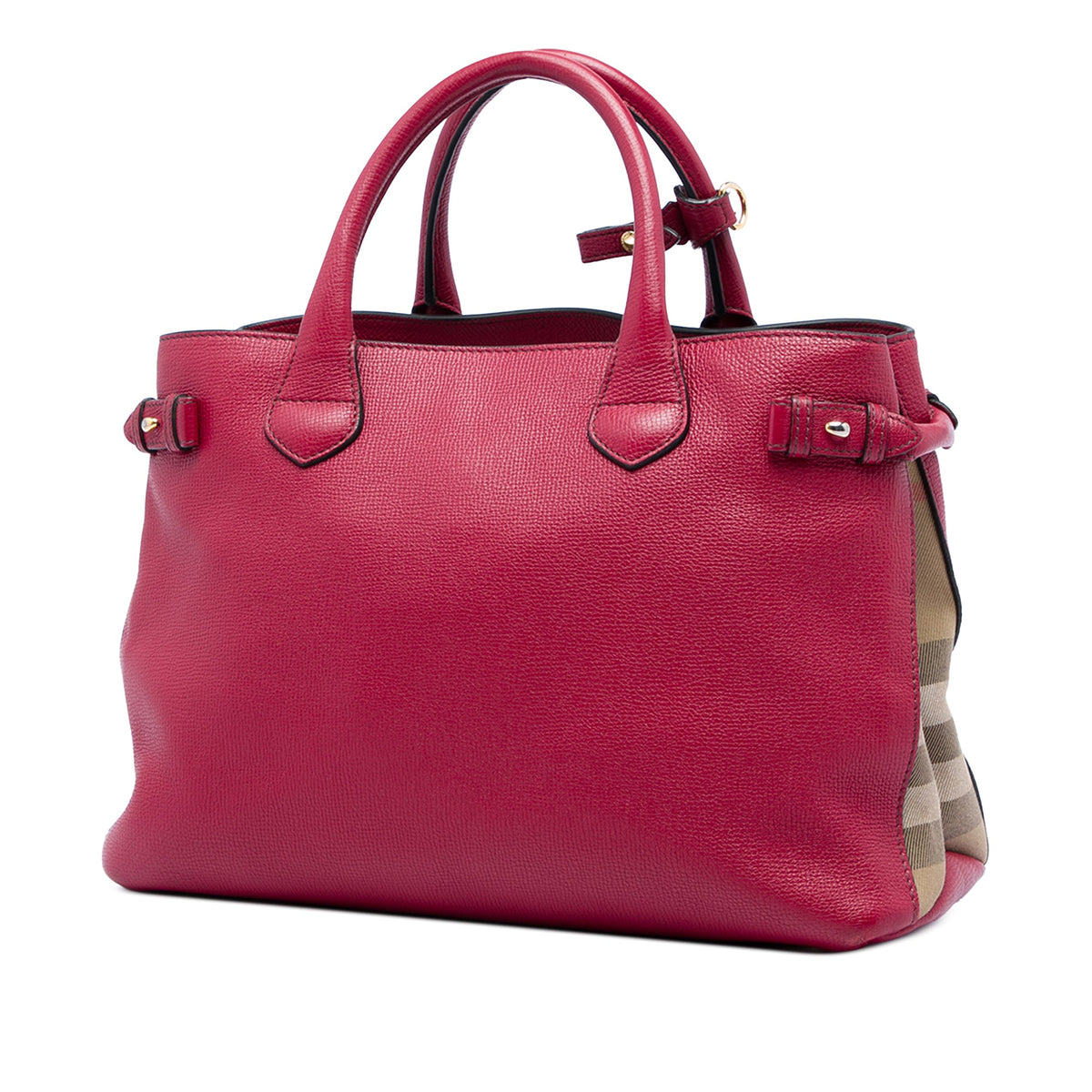 Burberry Medium Leather and House Check Canvas Banner Satchel