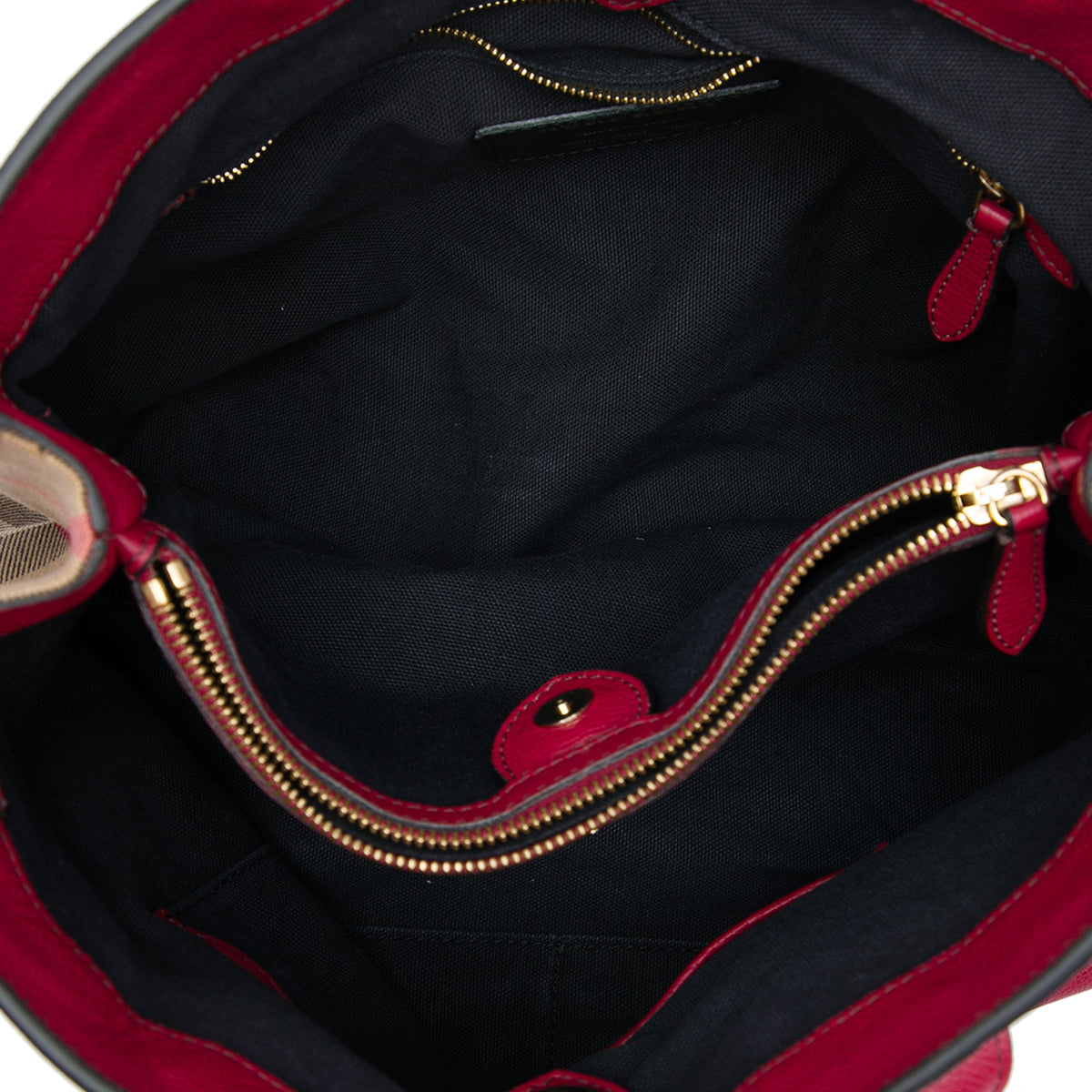 Burberry Medium Leather and House Check Canvas Banner Satchel