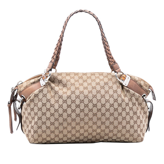 Gucci Medium GG Canvas Bamboo Bar Tote