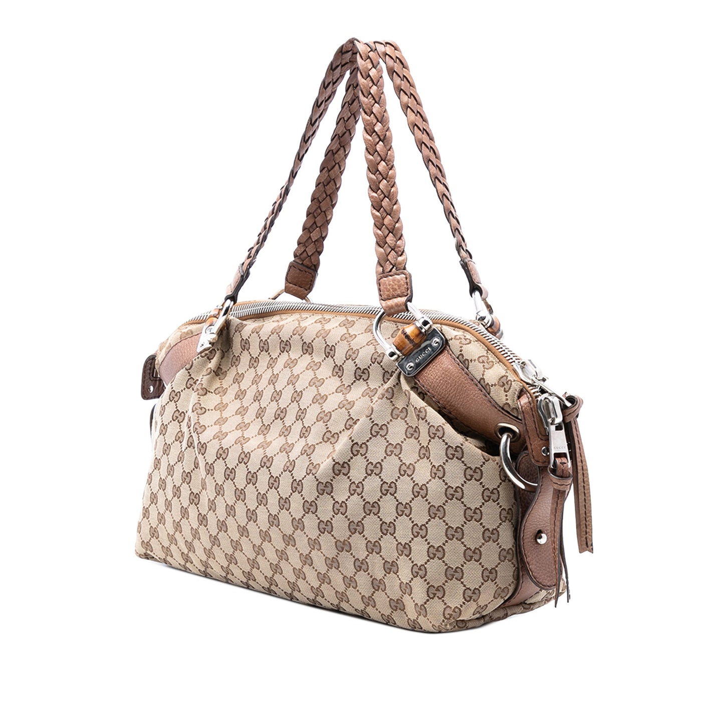 Gucci Medium GG Canvas Bamboo Bar Tote