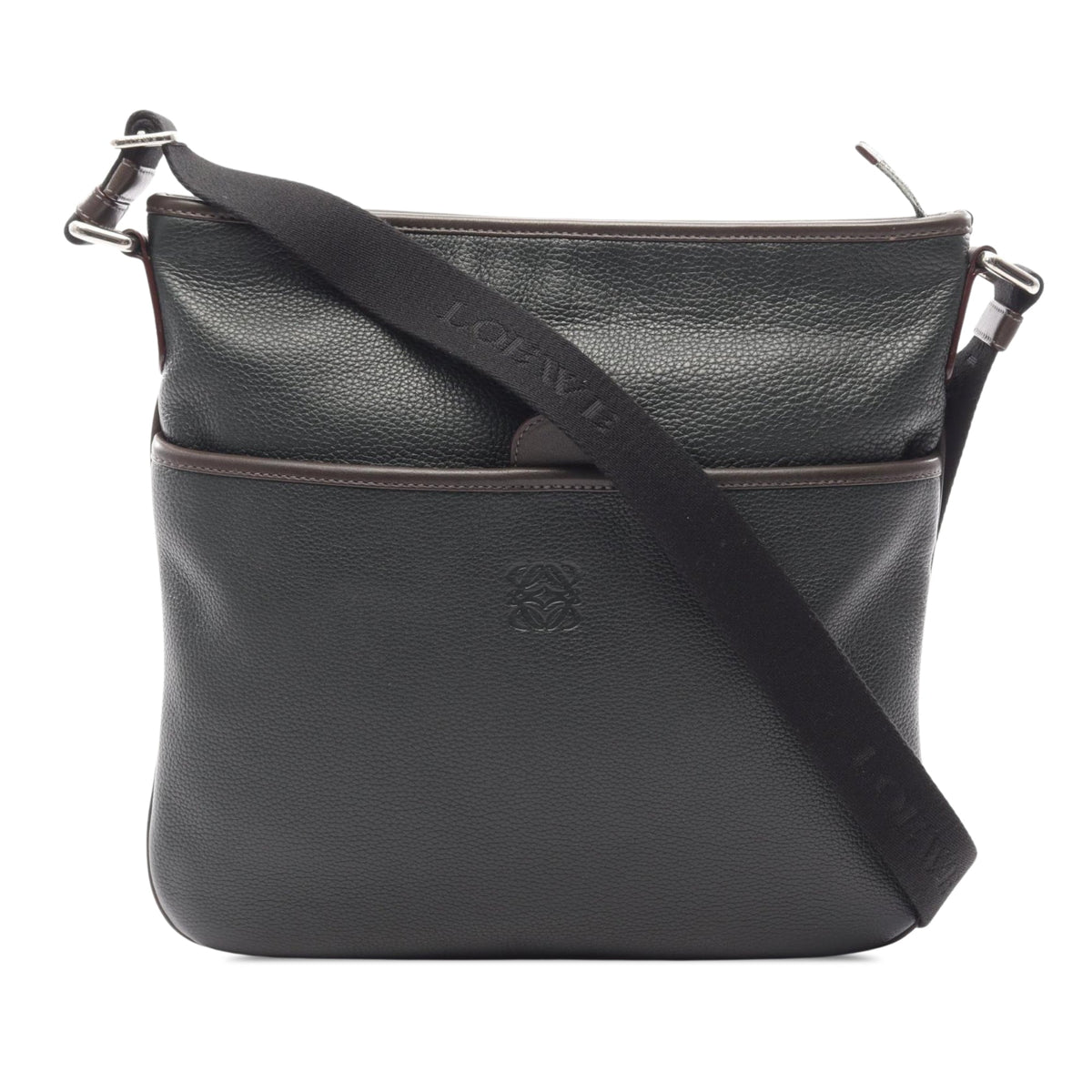 LOEWE Leather Anagram Crossbody — Green