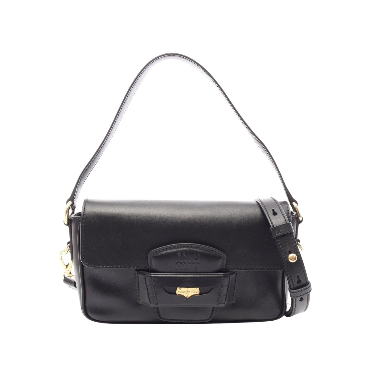 Miu Miu Leather Penny Satchel — Black