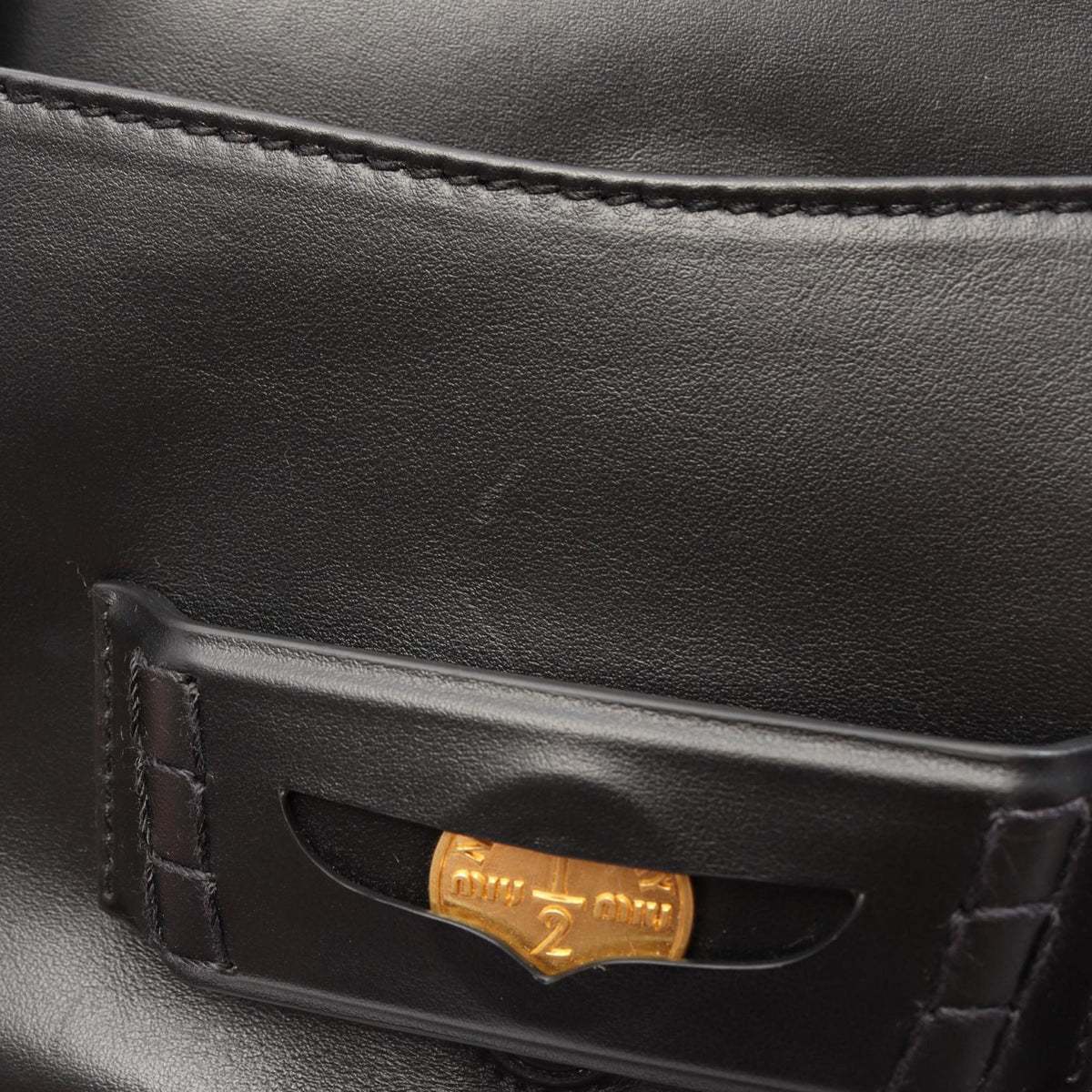 Miu Miu Leather Penny Satchel — Black